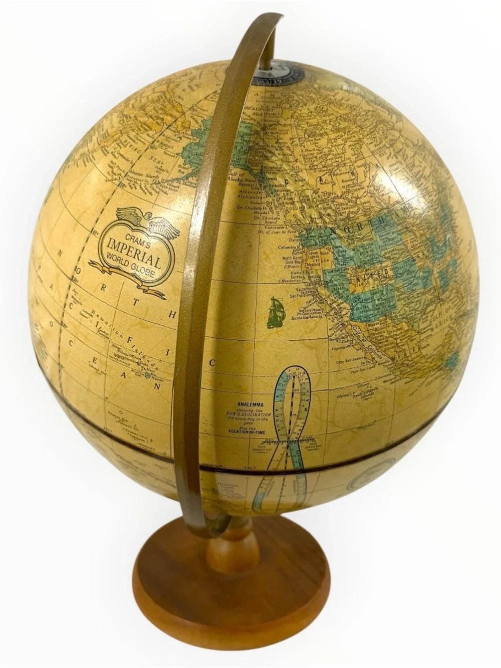 Vintage 1960s Cram’s Imperial 12” World Globe Wood Base Raised Relief USA